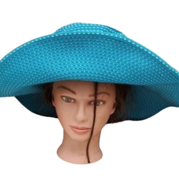 Caribbean‎ Joe Turquoise boho Floppy Hat - Picture 1 of 8